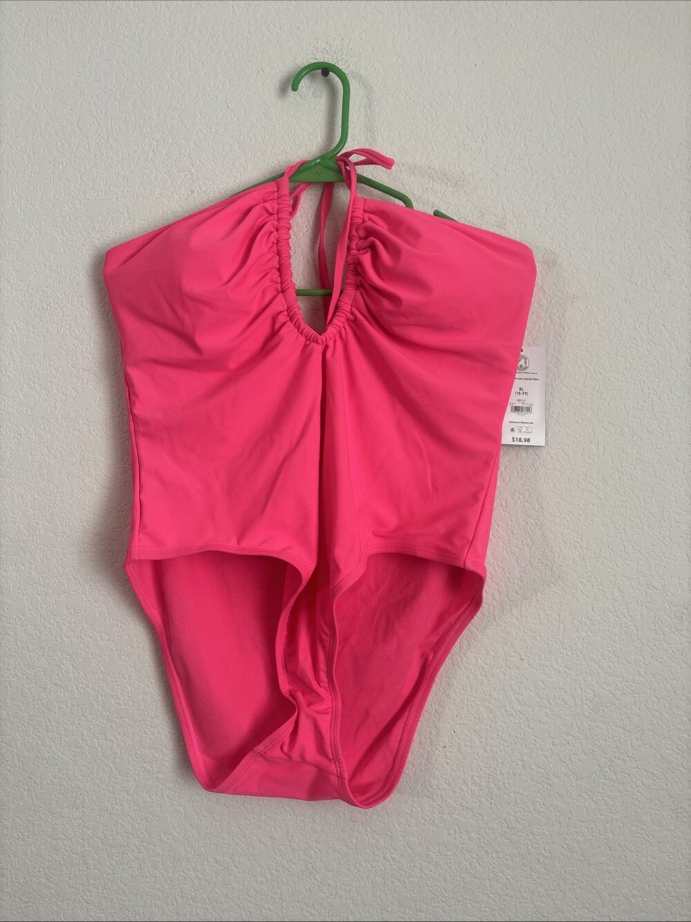 No Boundaries Juniors Ruched V-Neck One-Piece Swimsuit, Size XS